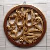 kaligrafi ukiran kayu jati Lafal Allah Muhammad 1 pcs ,dm 40 cm