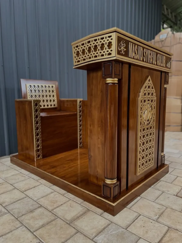 MIMBAR MASJID UKIR MINIMALIS KAYU JATI (COD) FURNITURE